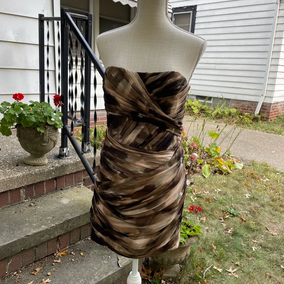 Intermix Strapless Ruched Silk Mini Dress - Picture 1 of 10